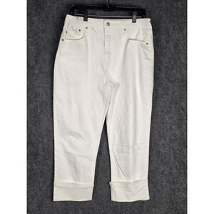 FRYE Women's White Denim Cuff Cropped Straight Leg Jeans Size‎ 10/30 Boho Chic